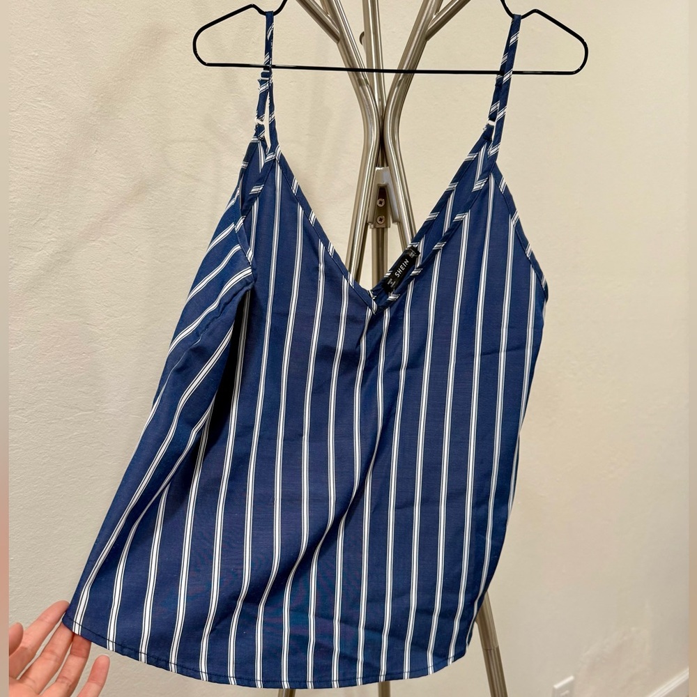 SHEIN Blue White Stripe Cami Tank Top